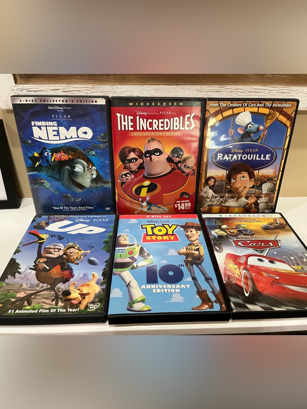 Pixar Movie DVD Lot Toy Story, Cars, UP, Nemo, Incredibles, Ratatouille